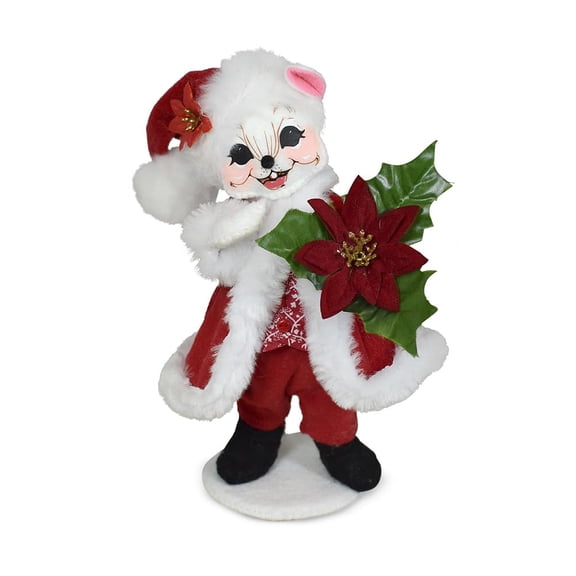 Annalee Poinsettia Santa Mouse, 6 inch Collectible Figurine