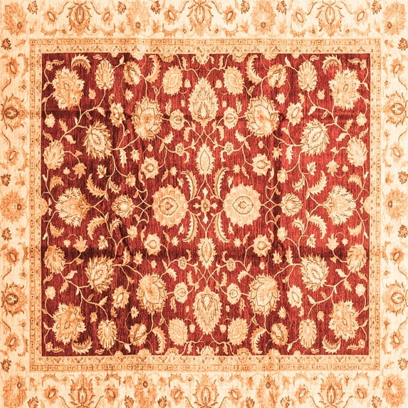 Ahgly Company Indoor Square Oriental Orange Traditional Area Rugs, 8' Square