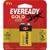 Eveready Gold Alkaline 9V Batteries, 1 Pack of 9 Volt Batteries