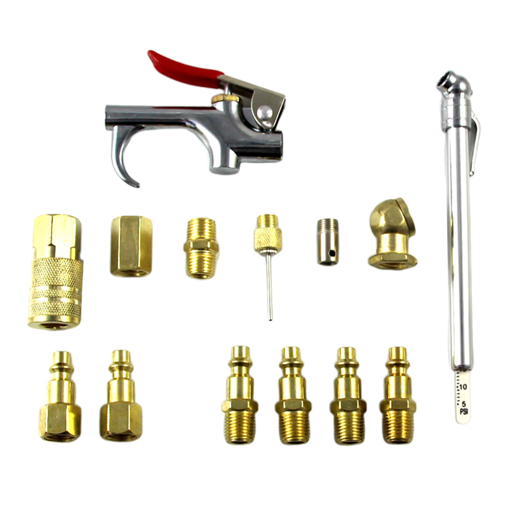 14pcs Air Tool Dust Compressor Nozzle Blow Gun Duster Cleaning Kit 1/4'' NPT 
