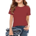 thumbnail image 3 of Girls Short Sleeve Shirts Slim Fit Tops Cute Crewneck Trendy Basic Kids Clothes Toddler Baby Tee Shirt Casual Workout Tee, 3 of 4