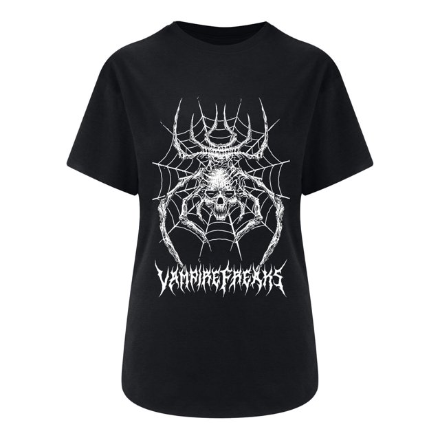 Mujeres Fahion Cuello redondo Mangas caídas Hombro Camiseta Estampado de calavera Blusa Túnica Tops Fridja zx1936