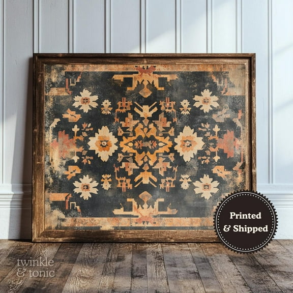PosterArt Vintage Southwestern Art Print Rustic Western Wall Décor Boho Farmhouse Poster Antique Aztec Textile Artwork, 8x12 UNFRAMED