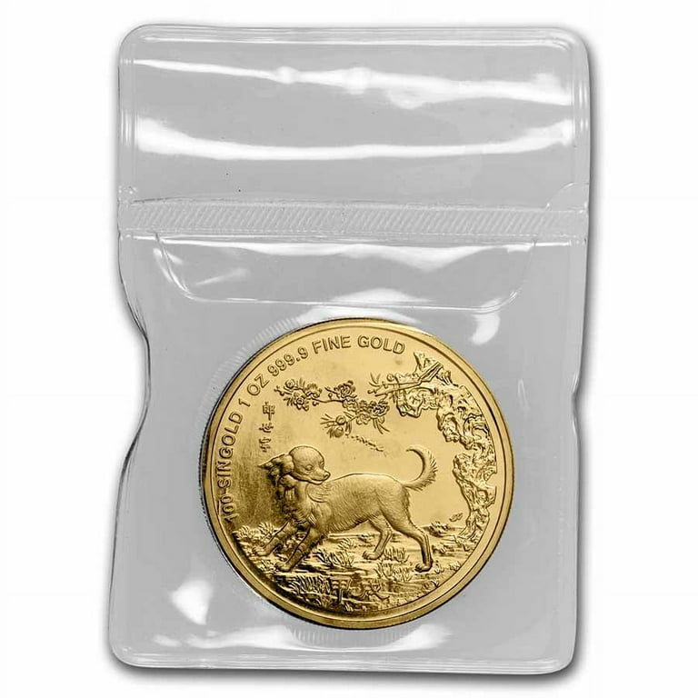 1994 Singapore 1 oz Proof Gold 100 Singold Dog Proof