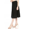 thumbnail image 2 of Moa Collection Women's Solid Flared Lightweight Elastic High Waist Long Midi A-line Skirt, 2 of 6