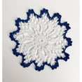 thumbnail image 3 of Fennco Styles Handmade Crochet Cotton Whirlwind Two-Tone Doily 6" Round, 2-Piece - Royal Blue Drink Coaster for Everyday Use, Holiday, Farmhouse Décor, Cocktail, Tea Party, Special Occasion, 3 of 7