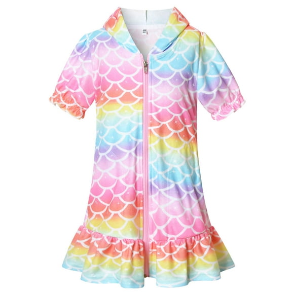 CHILDRENSTAR Cover Up for Girls Mermaid Swimsuit Coverups Terry Hooded Beach Clothes.4t 5t