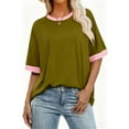 thumbnail image 3 of ylioge S-5X Plus Size T Shirts for Women Short Sleeve Crewneck Tees Tops Womens Casual Color Block Pullover Breathable Basic Blouses Top, 3 of 4
