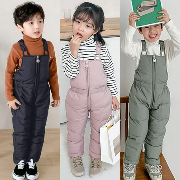 Letdown Boys Girls Snow Bibs Kids Ski Pants Zipper Up Water_proof Insulated Snowboard Winter Overalls (Black,4-5 Years)