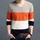thumbnail image 2 of Ropa para hombre Suéter de punto empalmado Suéteres de cuello en V a cuadros para hombre Moda 2024 Overfit Una ropa clásica coreana de otoño elegante X, 2 of 4