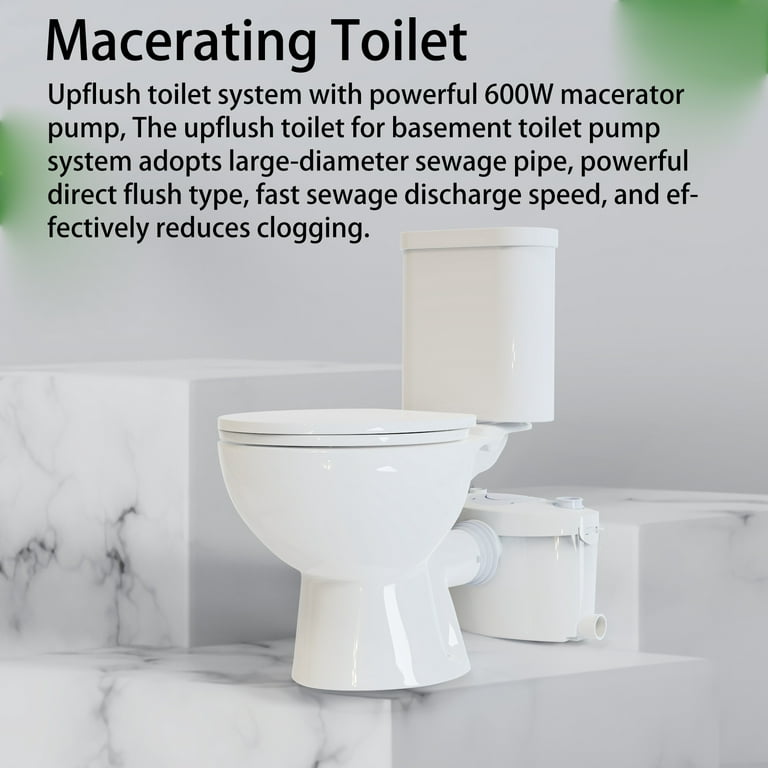 Macerating Upflush Toilet For Basement With 600 Watt Macerator
