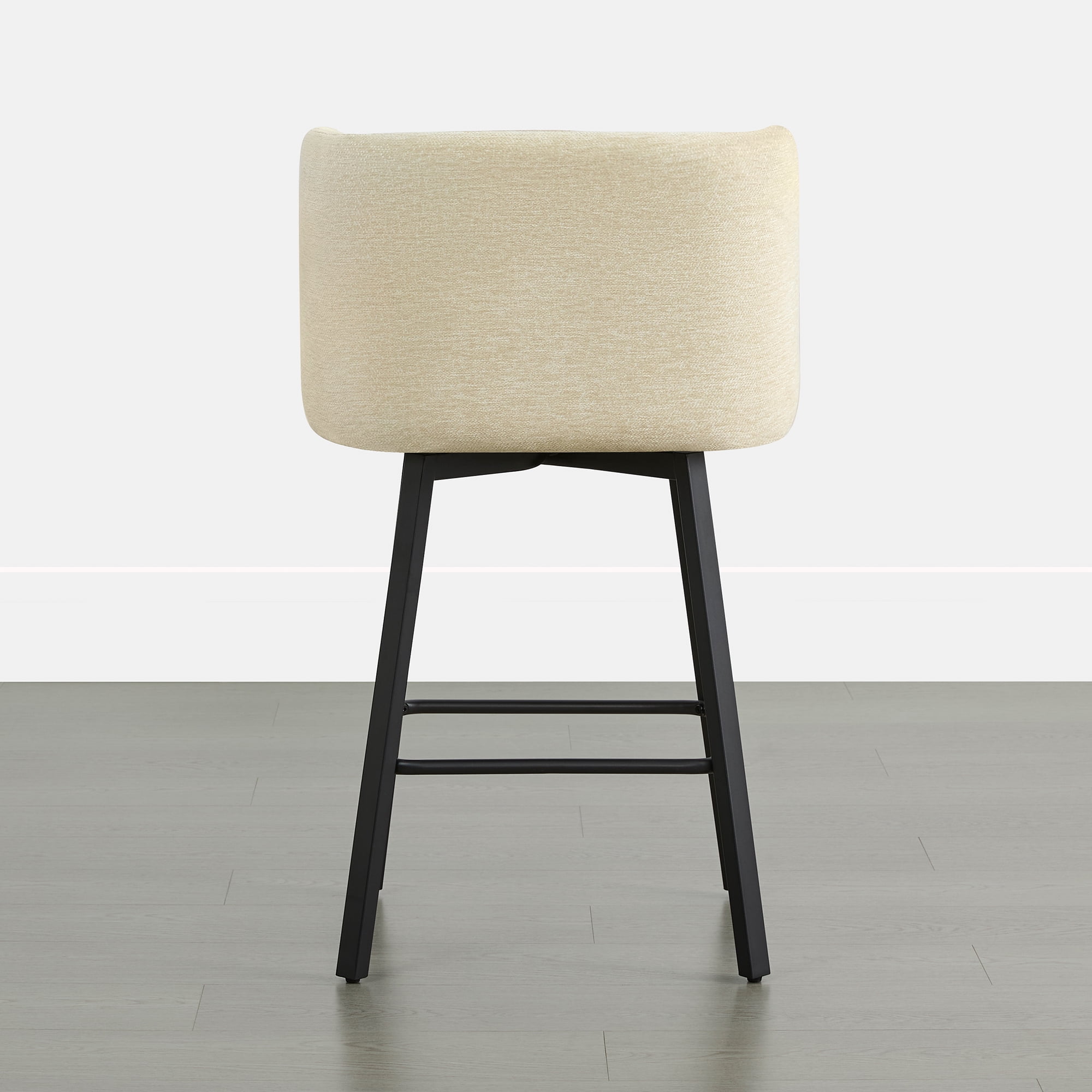 Spruce & Spring Modern Swivel Counter Stool with Barrel-Back Design and Upholstered Seat SandSet of 2, Sand