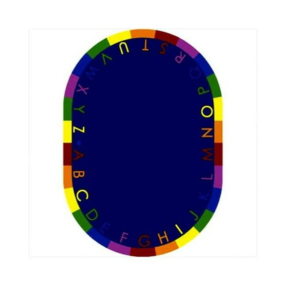 Rainbow Alphabet Bold 7 ft.8 in. x 10 ft.9 in. Oval  WearOn Nylon Machine Tufted- Cut Pile Educational Rug