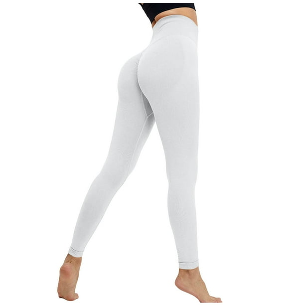 Leggings de yoga de cintura alta para mujer - Levantan las caderas, pantalones deportivos sin costuras - Bolsillos ocultos, nailon elástico y spandex - Diseño de trasero abombado para hacer ejercic