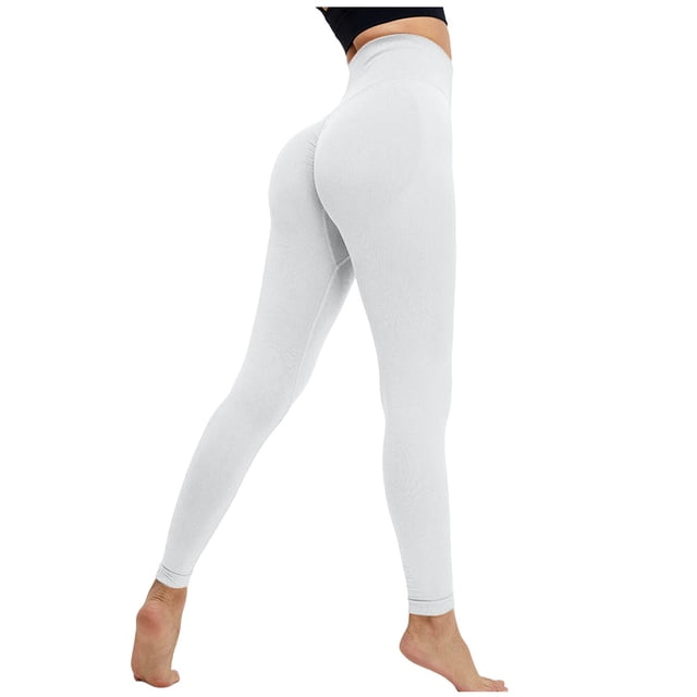 Leggings de yoga de cintura alta para mujer - Levantan las caderas, pantalones deportivos sin costuras - Bolsillos ocultos, nailon elástico y spandex - Diseño de trasero abombado para hacer ejercic