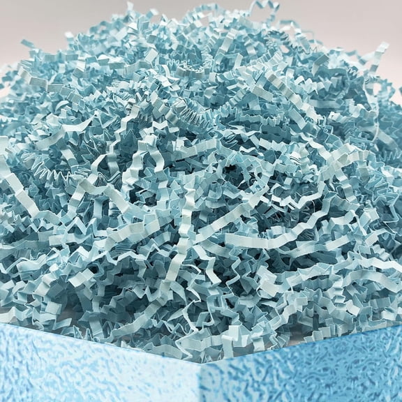 DOTUHAO Crinkle Cut Paper Shred, Light Blue Color Crinkle Paper, Gift Basket & Box Filler for Gift Wrapping, Basket Filling with Birthdays, Wedding (Light Blue,4 oz)