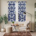thumbnail image 6 of Navy Blue Geometric Kitchen Curtains 63 Inch Length, Vintage Abstract Art Tiers Curtains for Living Room Berdoom Bathroom, Light Filtering Drapes Rod Pocket Window Treatment 2 Panels 42"Wx63"L, 6 of 8