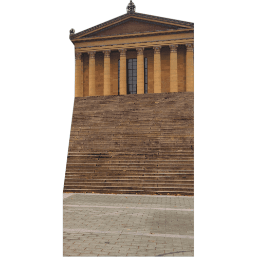 H13682 Philadelphia Museum Art Rocky Steps Training Montage Backdrop Cardboard Cutout Standee Standup