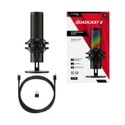 HyperX QuadCast 2 S – USB Microphone, with RGB Lighting, Streaming and Podcasting, with On-Board Controls, LED Lighting, Removable Shock Mount, PC, Mac, USB-C - Black