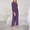thumbnail image 4 of Bingfone Womens Pajama Sets Retro Florals Purple Print,Long Sleeve Loungewear Pajamas Set-Small, 4 of 9