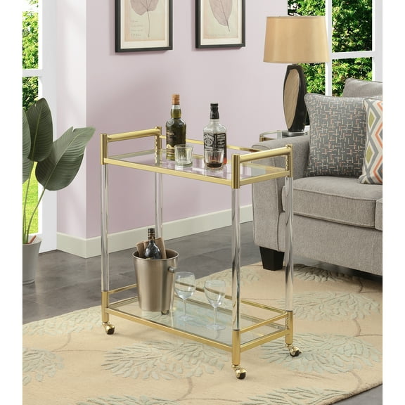 HomeStock Coastal Craftsman 2 Tier Acrylic Glass Bar Cart