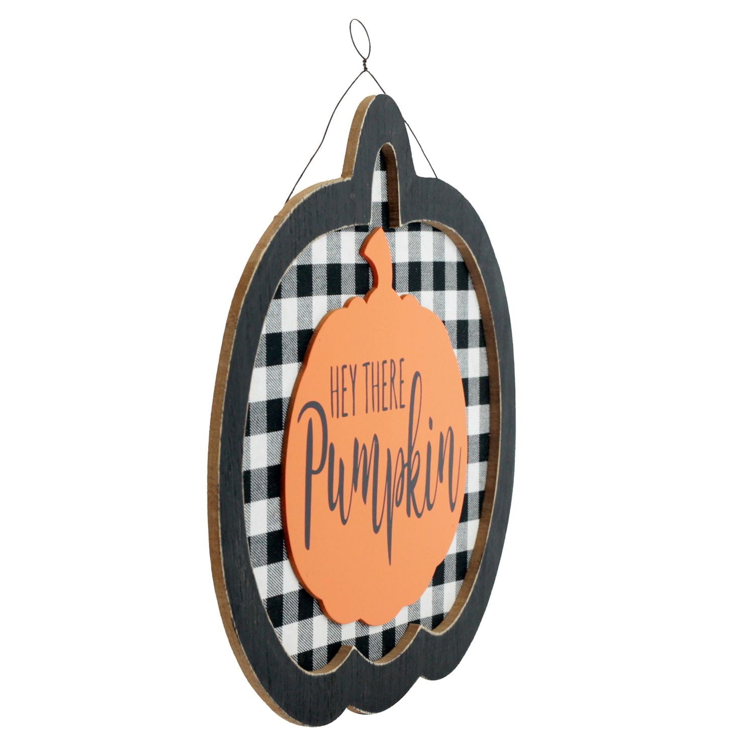 Way to Celebrate Halloween Hanging Wood Pumpkin Décor, Black