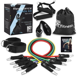 Econofitness Adjustable Resistance Bands Kit - 3 Tubes, Handles, Ankle Straps For Home Workouts & Physical Therapy