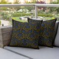 thumbnail image 3 of Pack of 2 Vintage Navy Blue Roses Outdoor Pillow Covers Decorative, Waterproof Pillow Protector, Abstract Art Floral Green Leaves Throw Pillowcases Accent Cushion Cases for Patio Couch Sofa 24"x24", 3 of 8