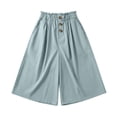 thumbnail image 4 of Utoimkio Women's Light Blue Culotte Shorts,High Waisted Cropped Wide Leg Trousers with Ruffled Waist and Buttons, 4 of 6