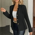 thumbnail image 3 of Casual Blazers for Women Trendy Textured Solid Color Fitted Work Office Jacket Notch Collar Business Dressy Coat (2XL, Black), 3 of 5