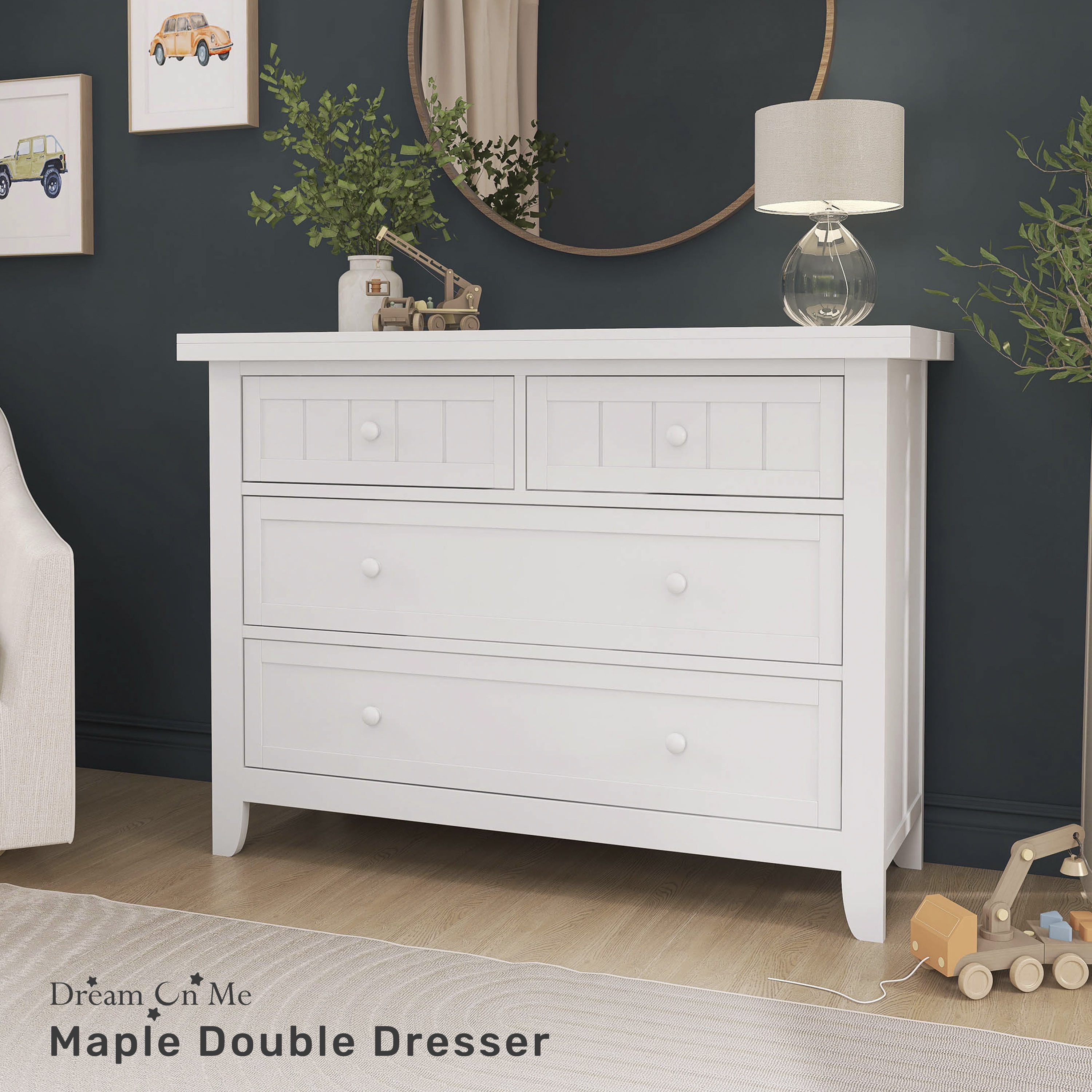 Dream On Me Maple Double Dresser, White