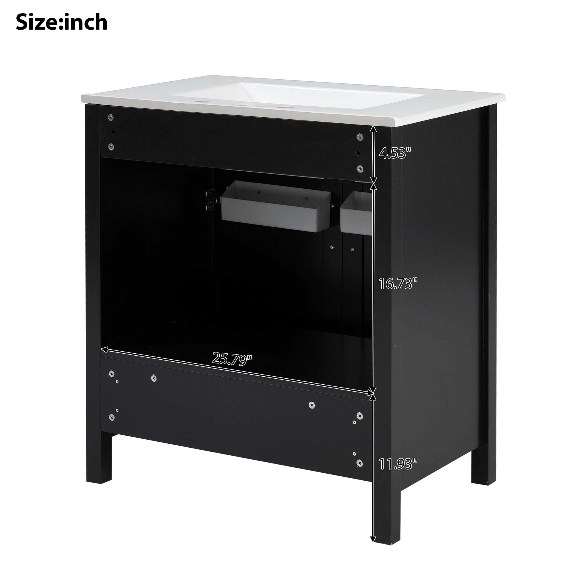 Euroco 30-Inch Bathroom Vanity with Ceramic Sink and Ample Storage - The Perfect Choice for Small Bathrooms