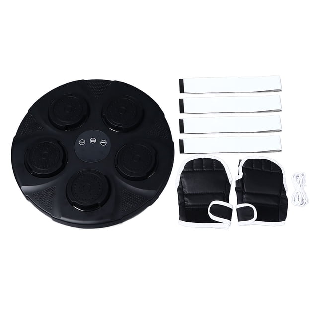 Máquina de boxeo musical negra con Bluetooth para montar en la pared con guantes para adultos, equipo de entrenamiento de boxeo musical para fitness en casa