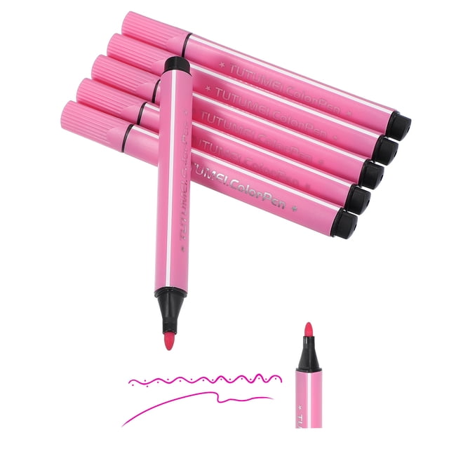 Colored Markers, Pink 6 Pack Washable Coloring Markers Water Color Pens