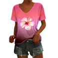 thumbnail image 1 of YDLCAFD T-Shirts pour Femmes Col en V Graphique Mode Décontractée Haut Col en V T-Shirts Été Manches Courtes Imprimés T-Shirts Haut, 1 of 5
