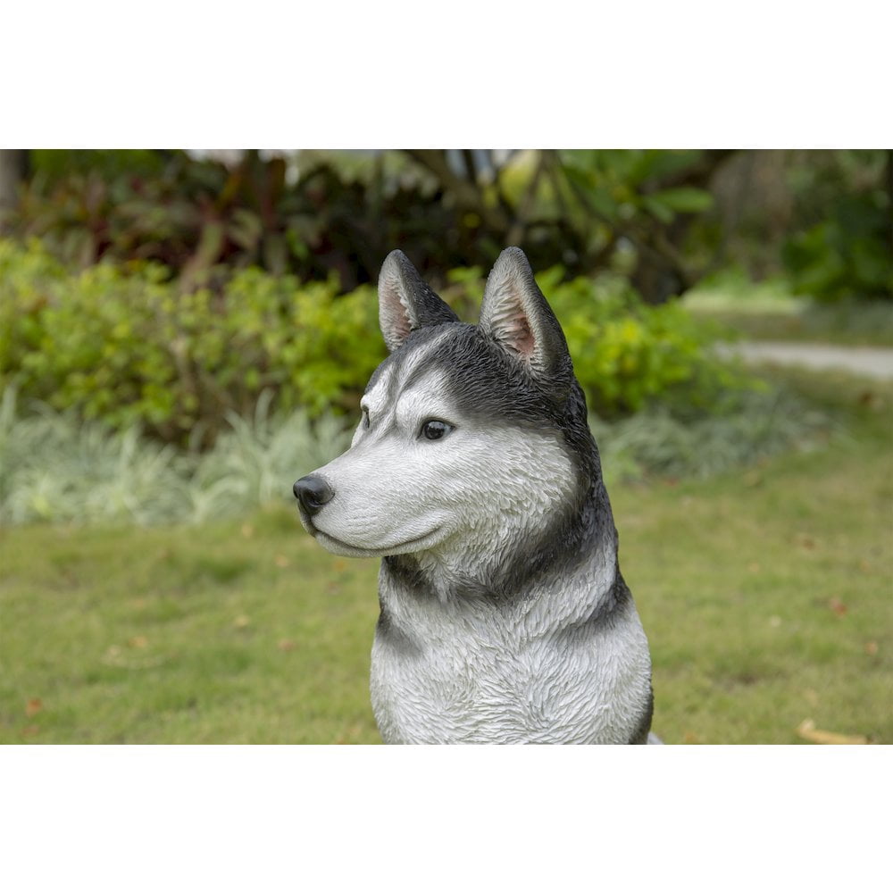 20" Sitting Siberian Husky Outdoor Garden Statue