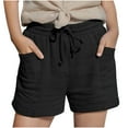 thumbnail image 2 of Mwjwdo Girls Linen Shorts,2025 Summer Shorts for Kids Comfy Cute Drawstring Beach Short Pants with Pockets Black 8 Years, 2 of 9