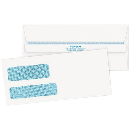 Correspondence Envelopes - Quality Park #9 Redi-Seal Double Window Security Tint Envelope, 3.88 x 8.88 in., White, 500/Box (24529)
