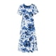 thumbnail image 4 of Puntoco Vestido De Mujer Con Cuello Redondo Y Manga Corta A Media Pantorrilla Con Dos Bolsillos Y Estampado Floral, Vestido De Manga Corta Con Cuello Redondo, Azul M,Regalos Para Mujer Joven, 4 of 5