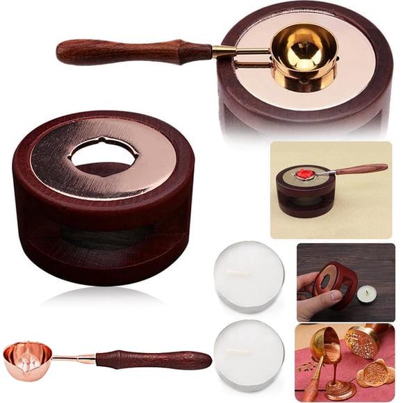Wax Seal Warmer Creative Wax Seal Furnace with Melting Spoon & 2 Tea Candles