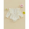 thumbnail image 4 of Baby Toddler Girls Spring Autumn Romper 3 6 12 18 Months Long Sleeve Round Neck Solid Color Button Jumpsuit, 4 of 9