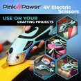 thumbnail image 4 of Pink Power Electric Fabric Scissors Box Cutter for Crafts, Sewing, Cardboard, Carpet, & Scrapbooking - Heavy Duty Professional Shears Cutting Tool - Aqua Splash Automatic Cordless Electric Scissors, 4 of 15
