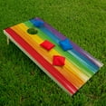 thumbnail image 2 of Lone Star Art Cornhole Board Wraps Beanbag Toss Game Sets, Set of 2, Rainbow Stripes Art, 2 of 7