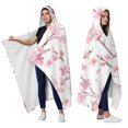 thumbnail image 2 of Wearable Blanket,Pioneer Flower Floral Print Pattern Hooded Wearable Flannel Blanket for Adults & Teens,Winter Poncho Shawl Wrap Cape Cozy Anti-Pill,50"x60", 2 of 5