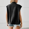 thumbnail image 7 of FAIWAD Denim Jacket for Womens Lapel Button Up Sleeveless Jackets with Pockets Vintage Loose Jeans Coat, 7 of 7