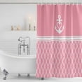 thumbnail image 2 of Polyester Fabric Anchor Morocco Shower Curtain, Modern Nautical Pink Boho Stripes Waterproof Bathtub Curtain Bathroom Decor Set with Hooks 54 x 78 Inches, 2 of 6