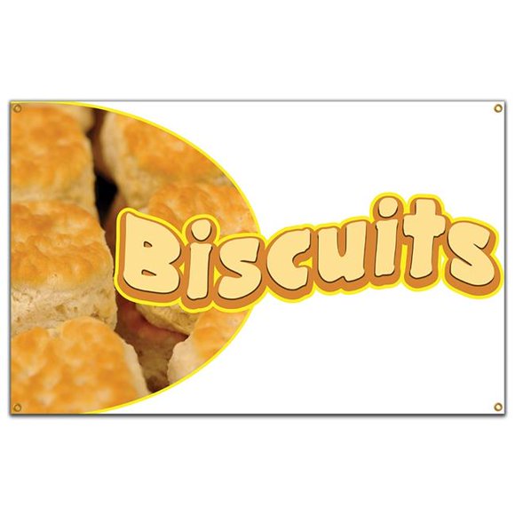 SignMission B-60 Biscuits19 60 in. Biscuits Banner with Concession Stand Food Truck Single Sided
