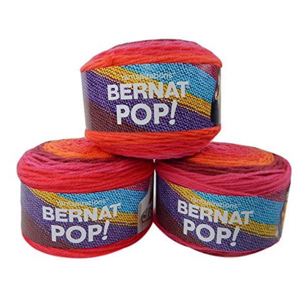 Bernat Pop Worsted Weight SelfStriping 3Pack Acrylic Yarn 5 Ounces