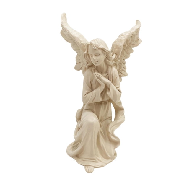Figura de ángel de resina, estatua decorativa, colección de recuerdos, miniatura Beige