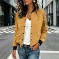 thumbnail image 4 of Women's Bomber Jackets Lightweight Button Down Casual Spring Fall Long Sleeve Windbreaker Jacket with Pockets, 4 of 7